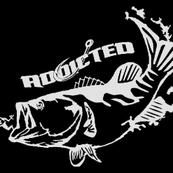 Addicted Fishing Fishing Decals & Stickers Bass Decal White