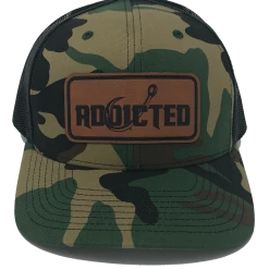 Addicted Fishing Addicted Camo Patch Trucker Fishing Hats & Beanies