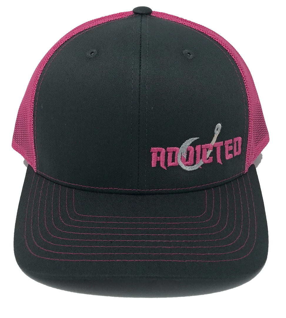 Addicted Fishing Addicted Pink Womens Trucker 3 Addicted Fishing Addicted Pink Womens Trucker